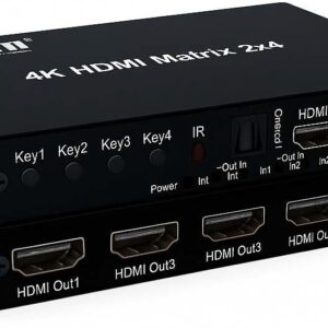 AT-7DB12 4K60Hz HDMI 2.0 Matrix Switch 2x4 with Audio Eco